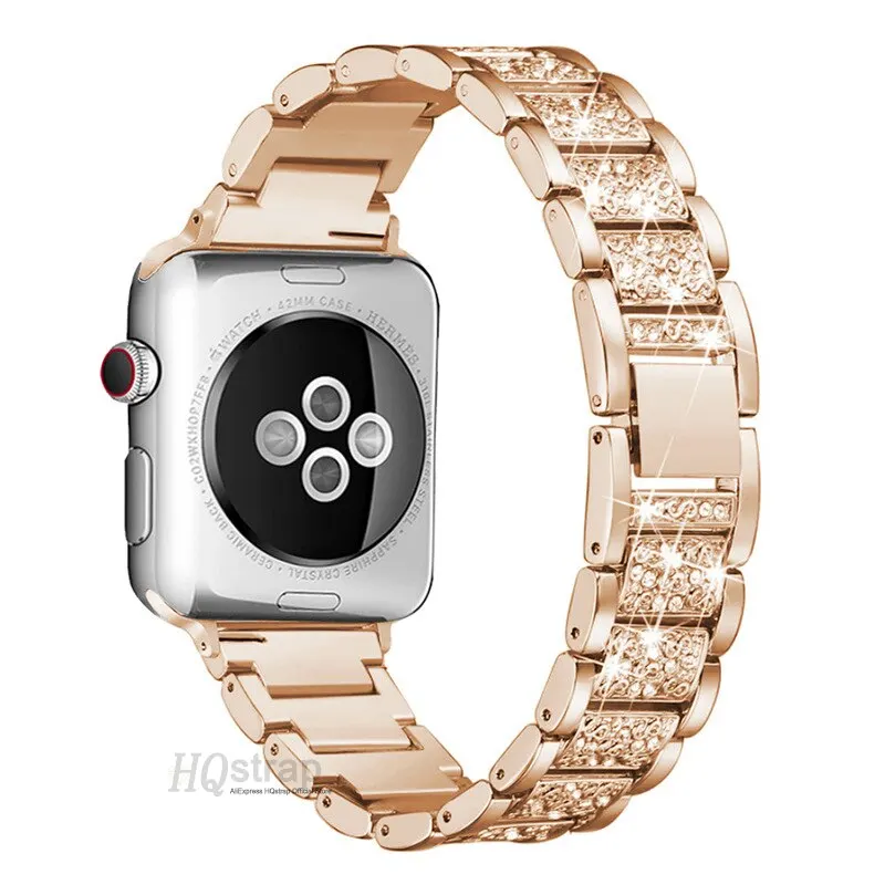 Diamond Bling Strap For Apple Watch Band 40mm 45mm 44mm 41mm 42mm 38mm Metal Belt For IWatch Series 8 7 SE 6 5 4 Women Bracelet