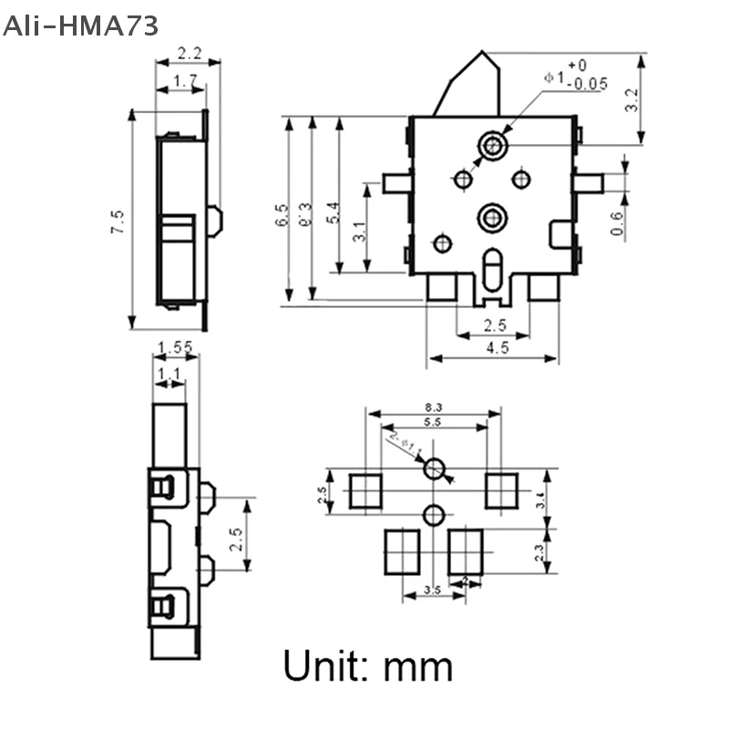 10 قطعة KFC-C-15A الحد 4-Fot التصحيح SMT التبديل موصل اللعبة إعادة تعيين مايكرو كشف زر 4-Pin مع بقع العمود