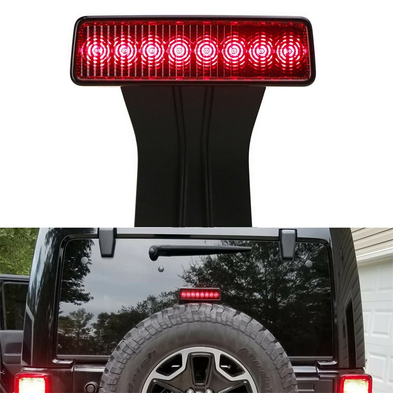 For 2007-2018 Jeep Wrangler JK/JKU Smoke Cover Red LED w/ Strobe  3rd Brake Light 68048581AA  Car Accessories