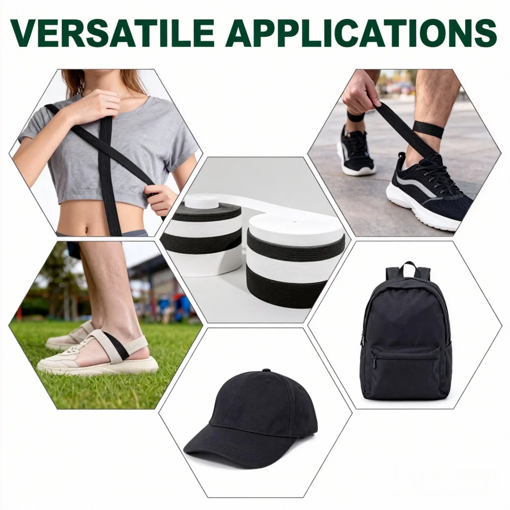 4-8Meter 10mm/12mm/15mm/20mm/25mm/30mm/38mm/50mm White Black Nylon High Elastic Bands Garment Trousers Sewing Accessories