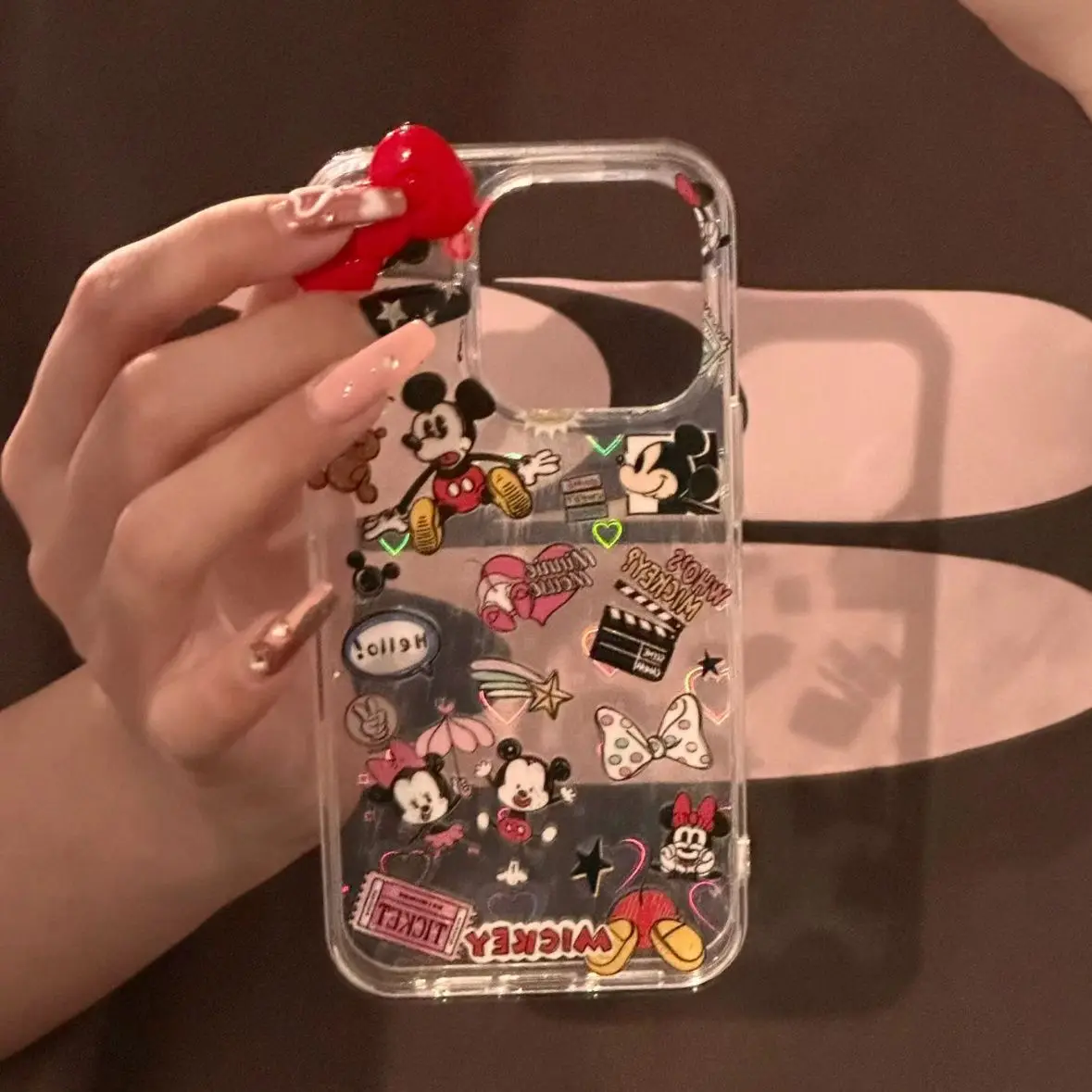 لطيف الكتابة على الجدران ميكي ثلاثية الأبعاد القوس الأحمر الحب الليزر ورقة جراب هاتف آيفون 13 16 15 14 17 برو ماكس 17 الهواء XS ماكس X XR زائد غطاء صغير #5