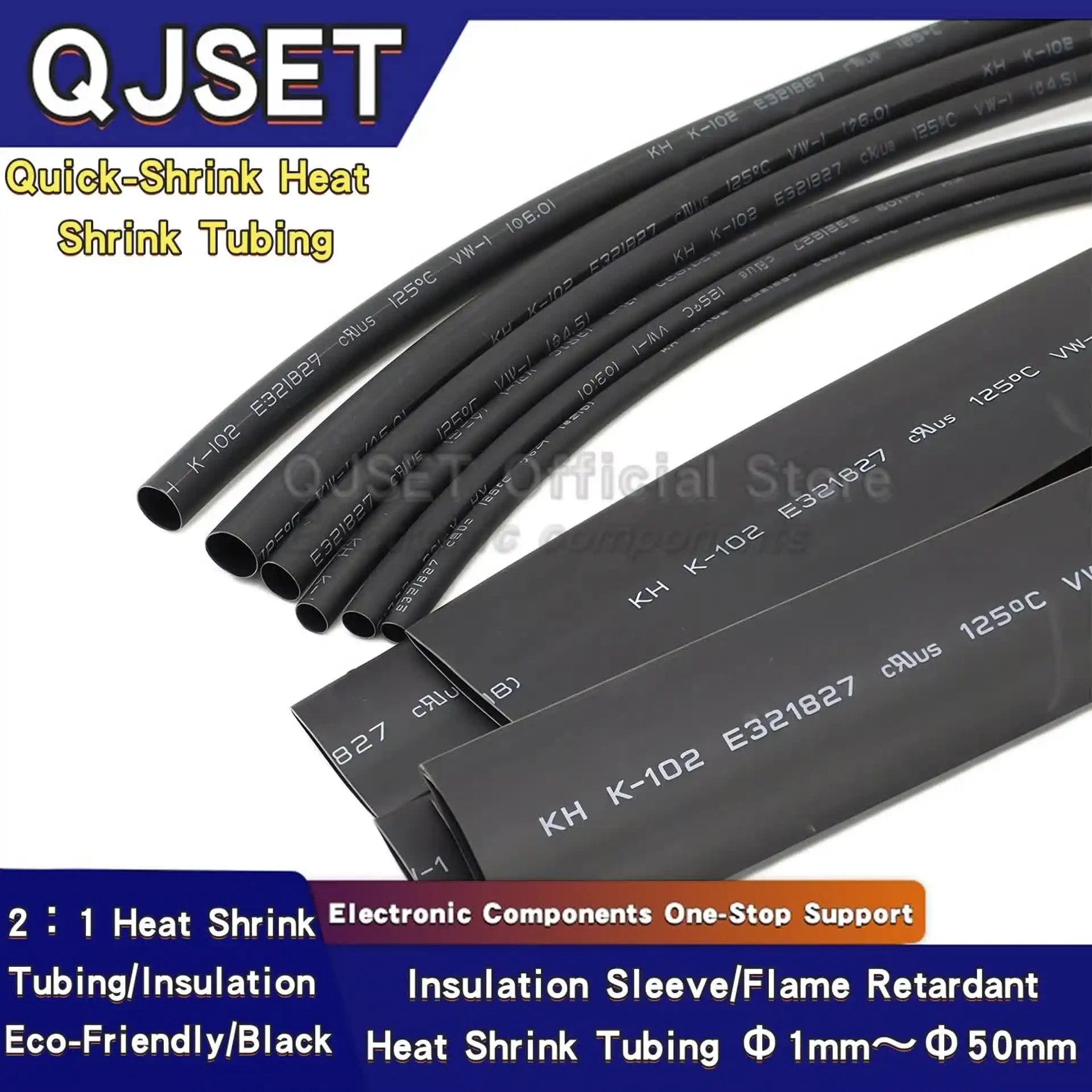 1M/5M Black Heat Shrink Tubing Insulation Sleeve Wire Protective Cover Cable Data Cable Repair Heat Shrink Sleeve 1 2 3 4 5-50mm