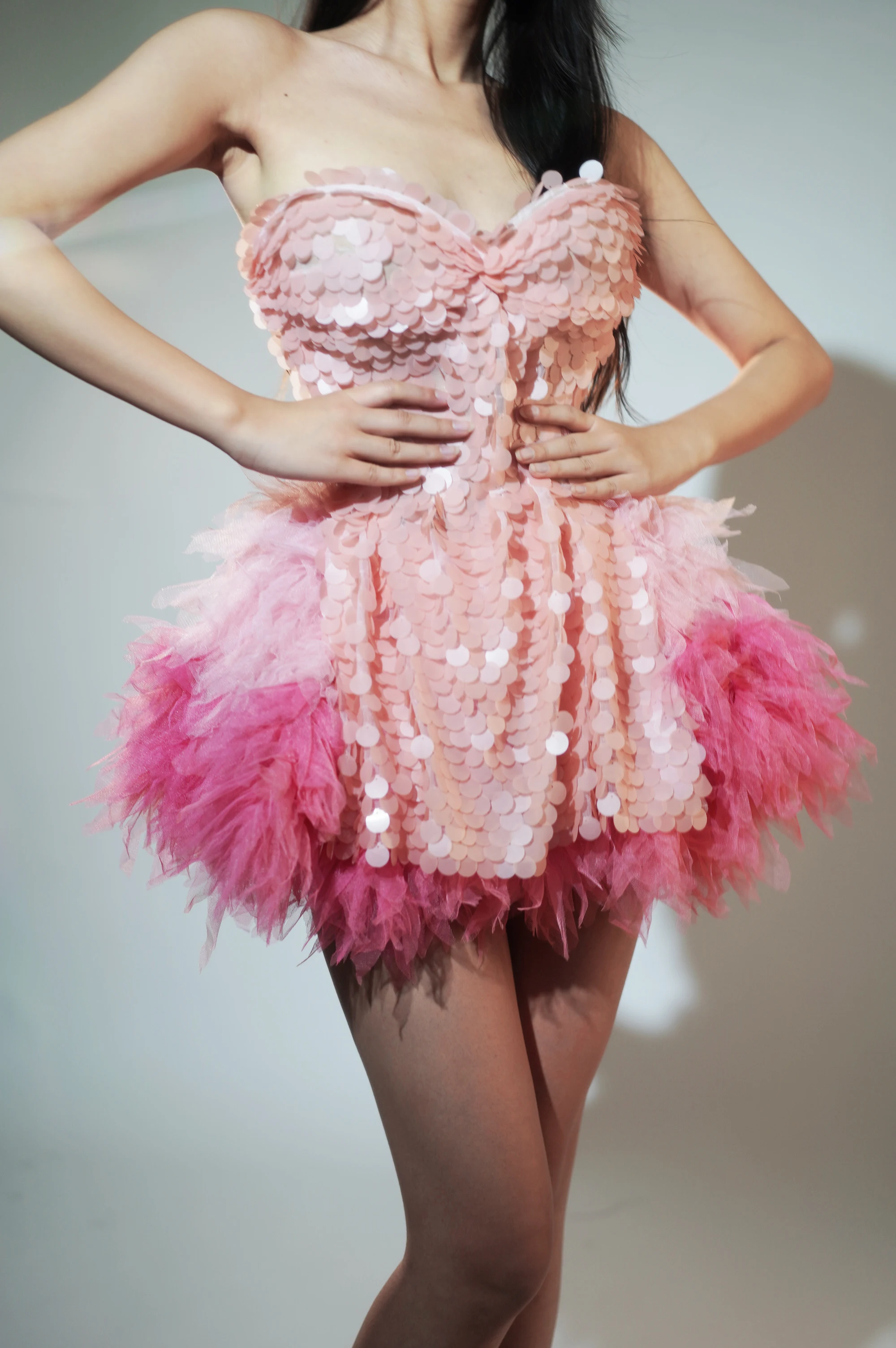 

Rhinestone Design Sense Ladybug Pink Four-color Mesh Skirt Internet Celebrity Lady Cute Stage Birthday Party Dress