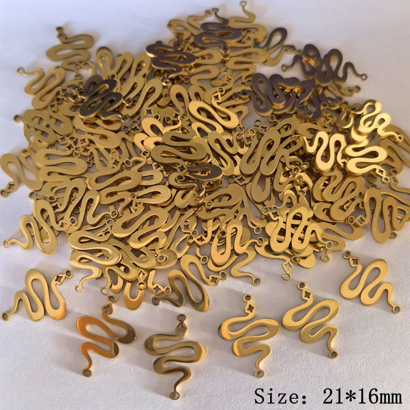 3pcs Golden Metal Double Ring Snake Connector DIY Craft Bracelets Necklace Charm for Jewelry Making Stainless Steel Pendant Bulk