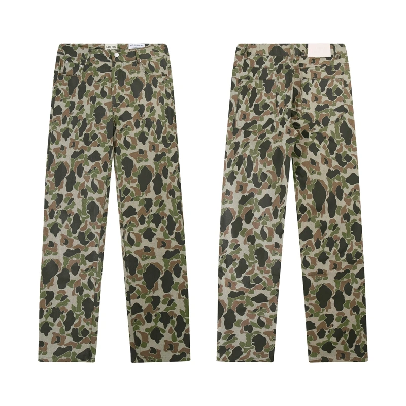 

New Waed Camouflage Straight Leg Casual Pants Spring Autumn Trendy Brand Loose Fit Zipper Waist Long Youthful Energy Sle