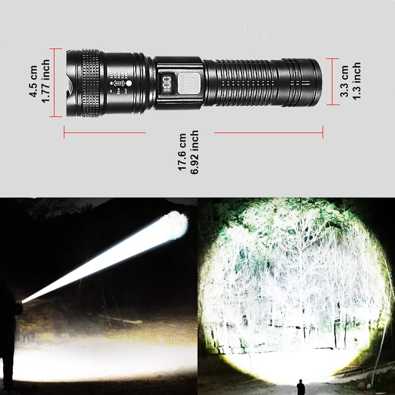 New Rechargeable Led Flashlight Super Bright Long Shot Torch Portable Tactical Lantern Powerful Zoomable Camping Led Flashlights