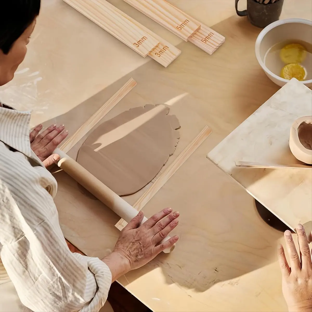 

Набор инструментов для лепки из глины, 10 предметов: Набор направляющих для раскатки глины, 5 размеров, деревянные полоски-направители для глиняных досок, инструменты для работы с глиной