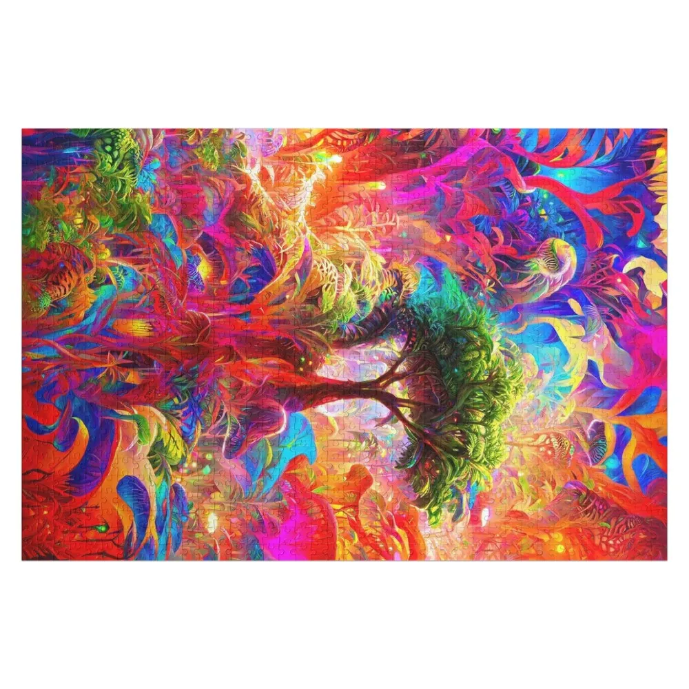 Psychedelic Melting Jungle Jigsaw Puzzle Personalised Name Children Wood Animals Customized Kids Gift Puzzle