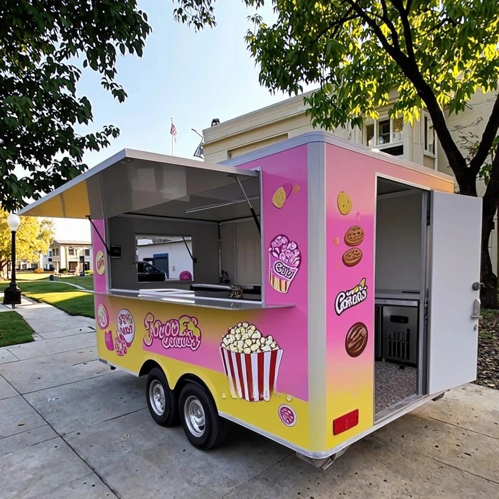 Camión/Carrito/Remolque Móvil Personalizado para Venta de Crepes, Hamburguesas, Pollo Frito, Helados Suaves y Otros Alimentos