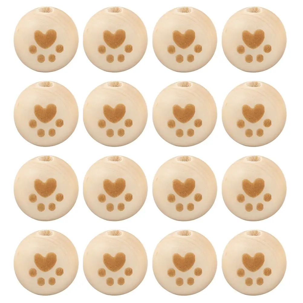 

50 Pcs Log Color Wooden Beads Smooth Surface Accessory Crafts Graffiti Jewelry Accessories