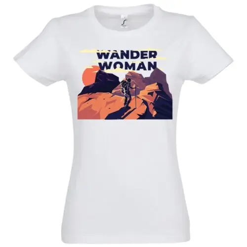 Youth Designz Damen T-Shirt WANDER WOMAN Lustig Spruch Outdoor Wonder Fun Witzig