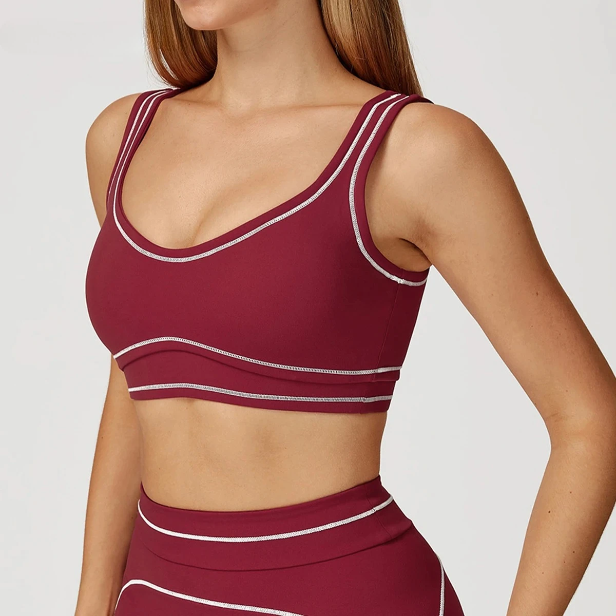 

Women Sports Bra Double Shoulder Straps U Back Shaping Crop Top Breathable Running Push Up Fitness Tops Gym Workout 2025 New