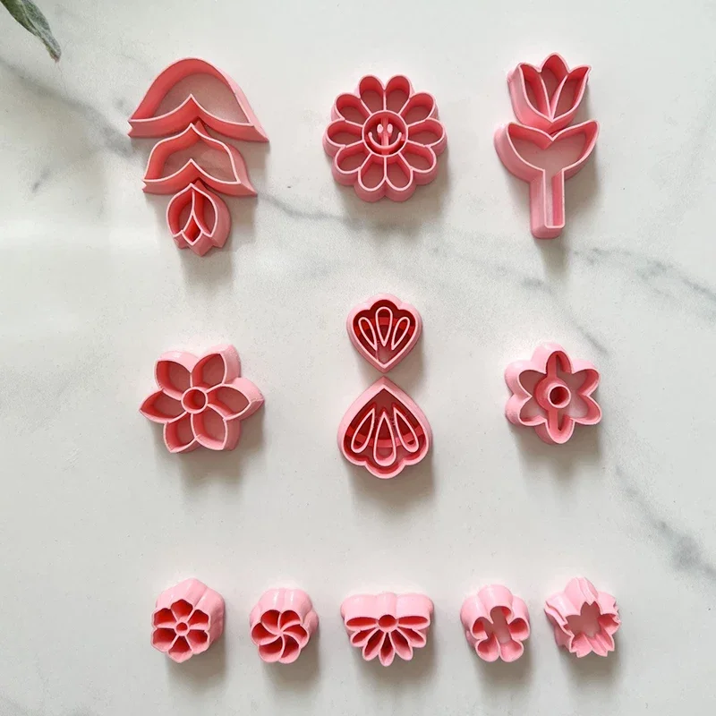 Soft Pottery Plant Shape Earrings Polymer Clay Cutters DIY Flower Earring Clay Molds Handmade Earring Jewelry Pendant Clay Tools