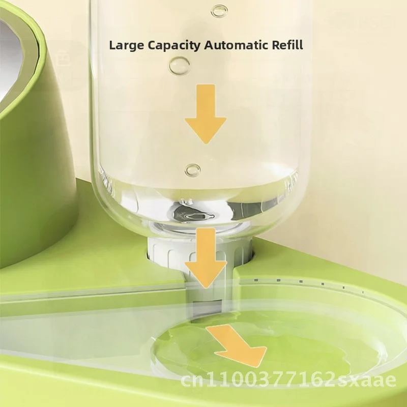 

Кормушка для домашних животных из нержавеющей стали с двойной чашей и защитой шеи, наклонная конструкция для кошек и собак, интегрированная раковина для корма и воды