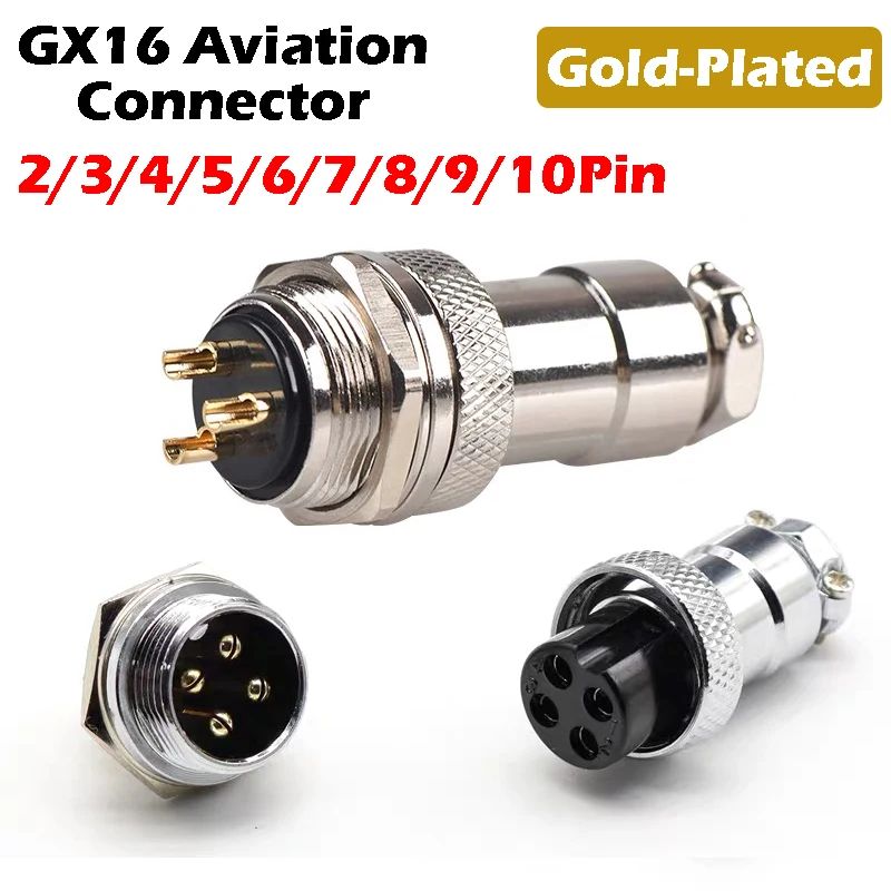 

GX16 Aviation Plug + Socket Cable Connector Gold Plated 2 3 4 5 6 7 8 9 10 Pin Male / Female Converter 250V 3/5/7 AMP