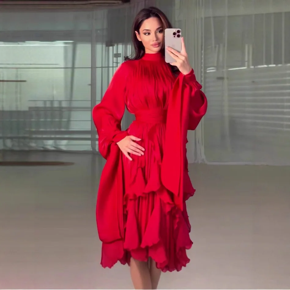 

Платье женское для праздника Ид, мусульманское абайя, вечерние платья с рюшами, кафтан на шнуровке, Рамадан, Дубай, джалабия, исламское арабское длинное платье, Марокко