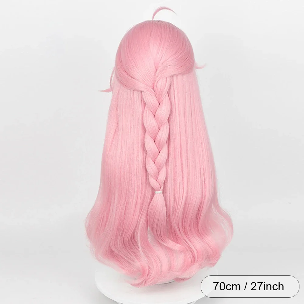 Game Arknights Goldenglow Cosplay Wig Women Long Straight Synthetic Pink Braid Fluffy Hair Wigs Halloween Party Costume Props