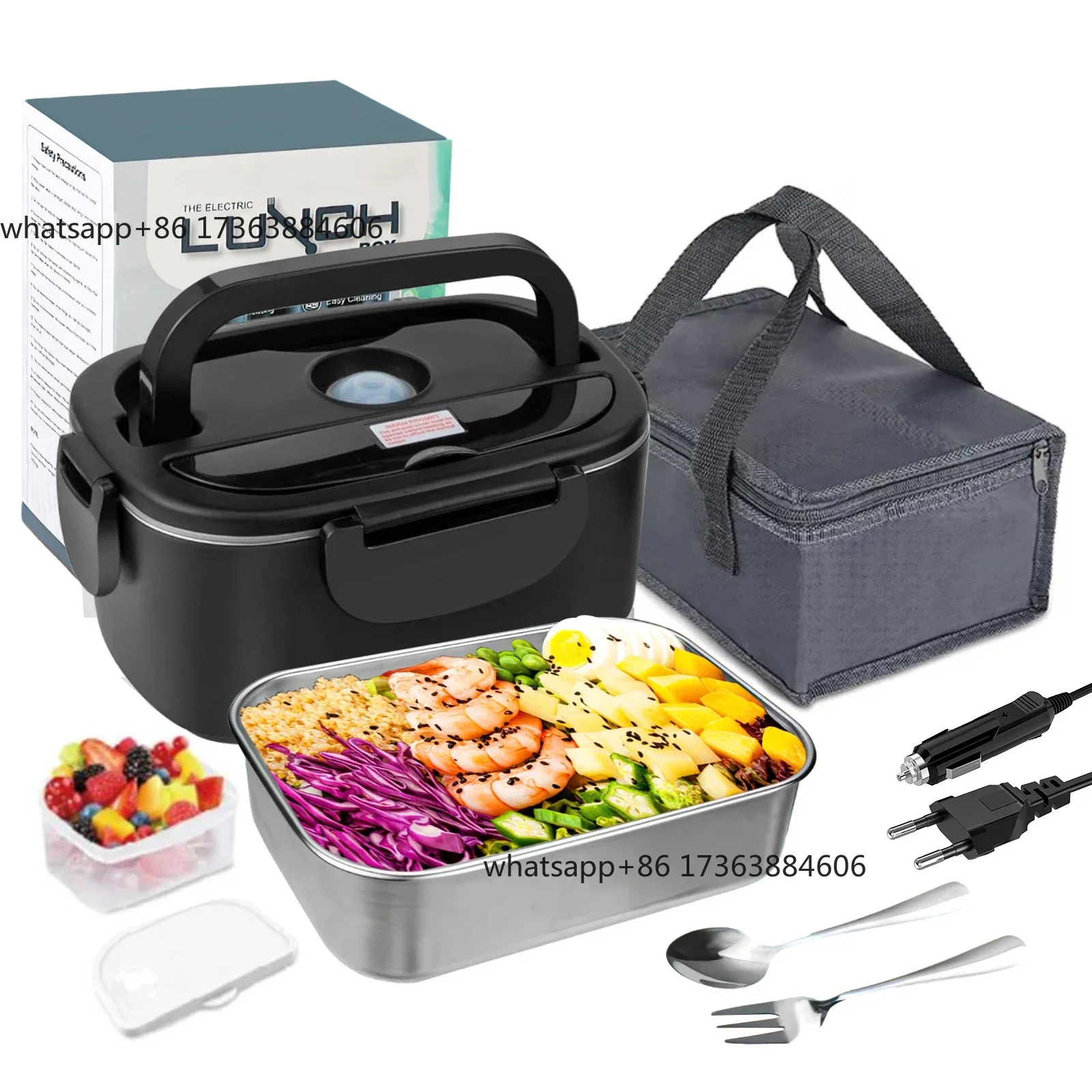 1.5L 60W Electric Lunch Box Food Warmer Portable Food Heater for Car Or Home Leak Proof Lunch Heating Microwave for Truckers