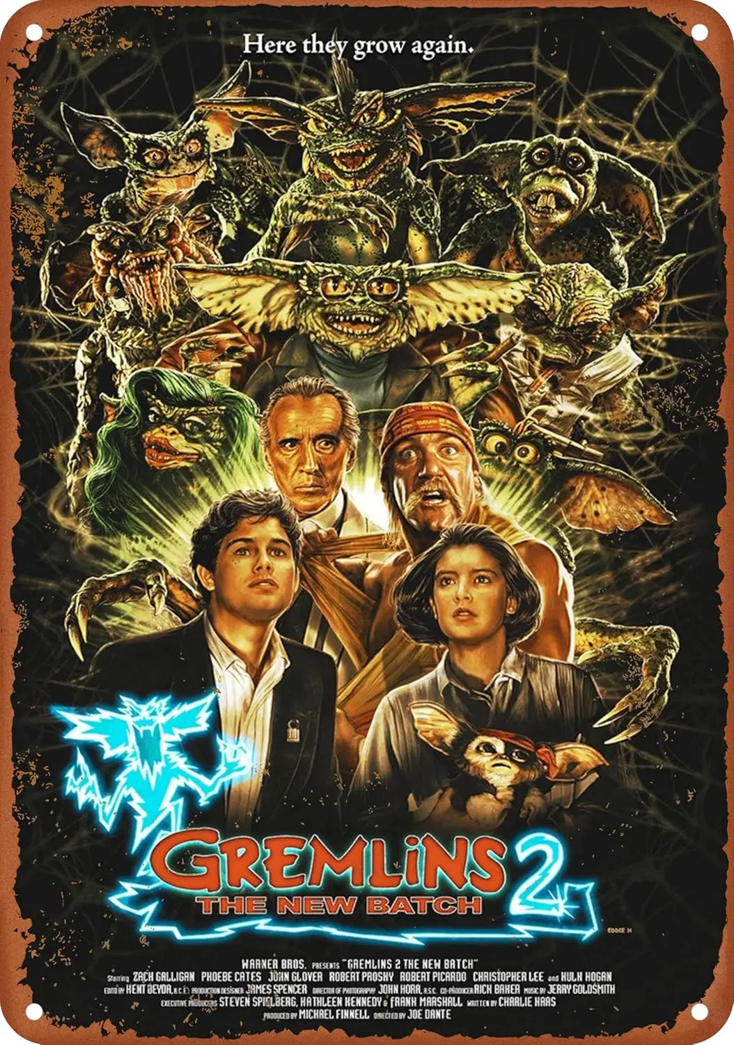 Gremlins 2 Movie Poster Vintage Metal Tin Sign Aluminum Signs Wall Art Home Decor Kitchen Poster Cafe Pub Plaque 8X12 Inch