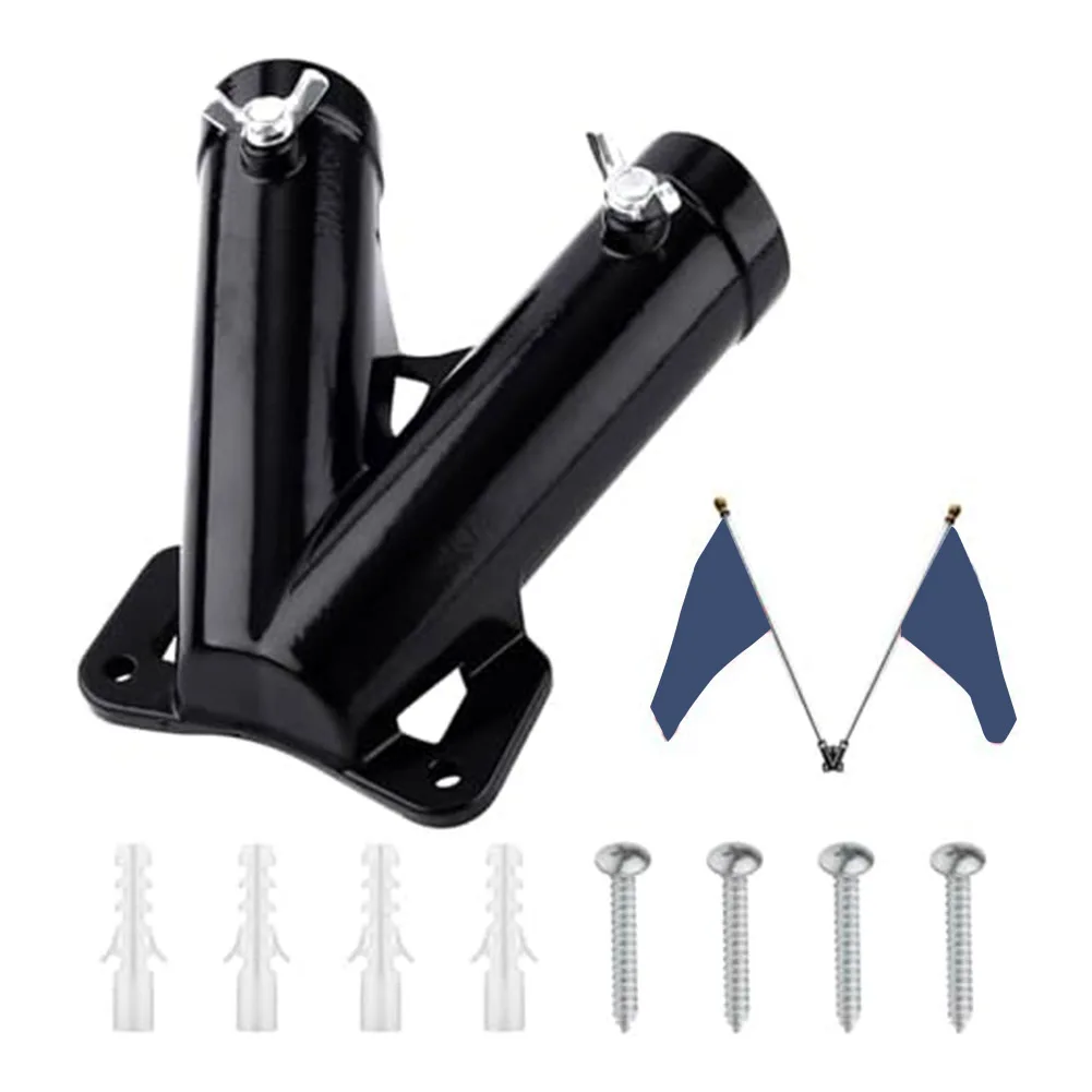 Mount Bracket Flag Pole Holder Heavy Duty V Shape Double Flag Pole Bracket Holder House Wall Bracket Base