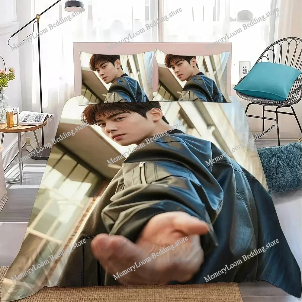 Handsome Cha EunWoo Duvet Cover Set Home Style Bedding Soft Laundry Cotton Bed Student Dormitory Gift Home Textileextile029