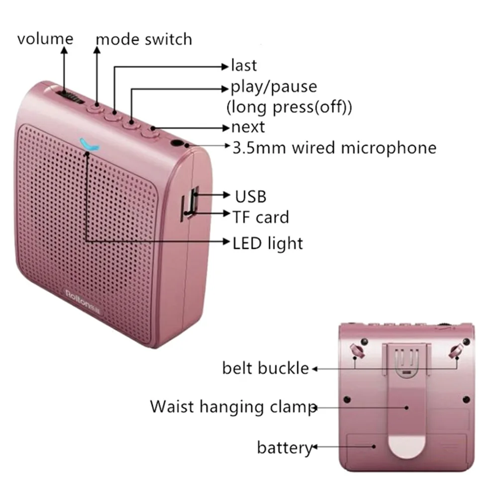 Daily Sale Rolton Portable Microphone Loud Speaker Mini Voice Amplifier With USB TF Card FM Radio For Teacher Tour Guide