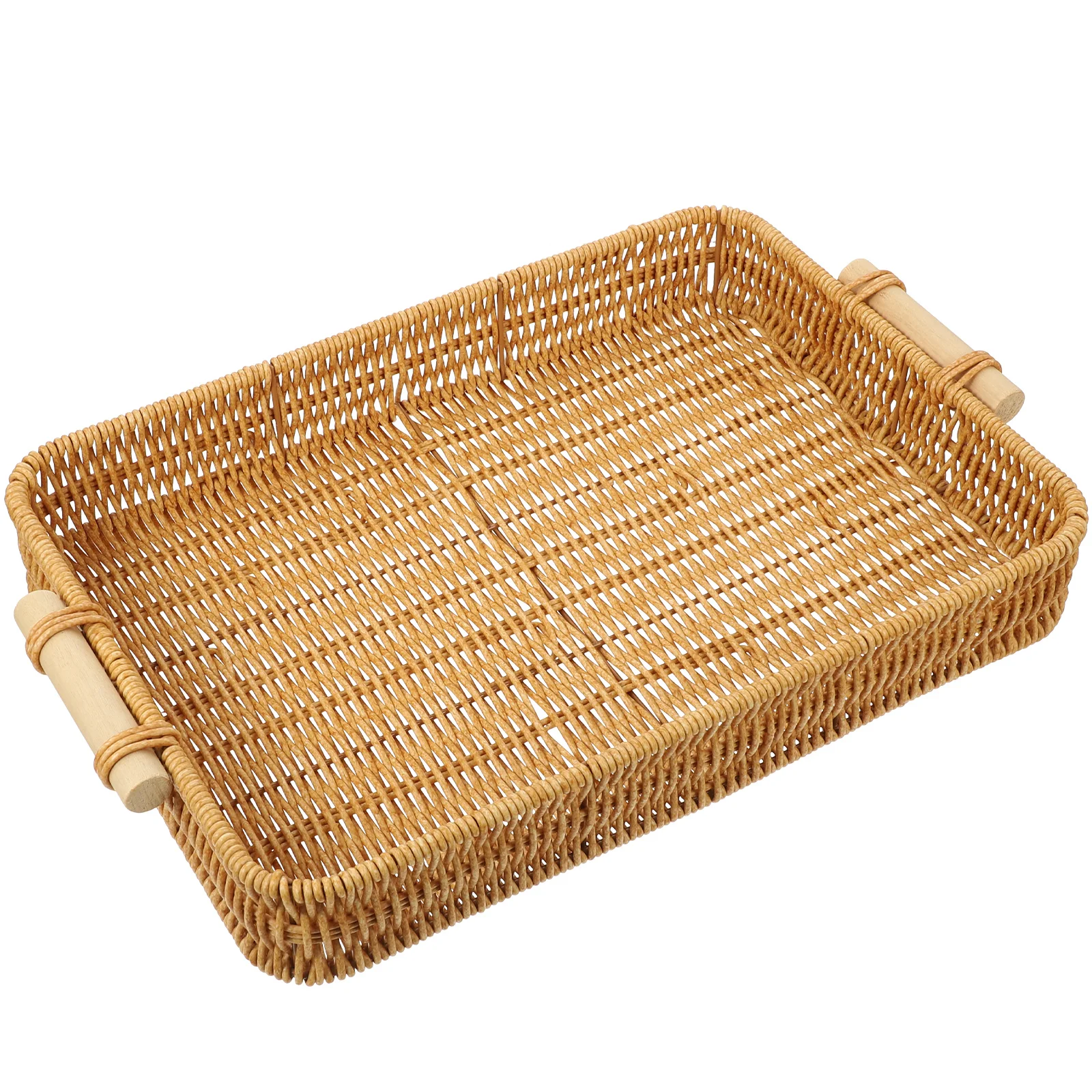 

Rattan Storage Basket Woven Bread Baskets Kitchen Fruit Organizer Handmade Tray Decorative Baskets Food Serving Home Office