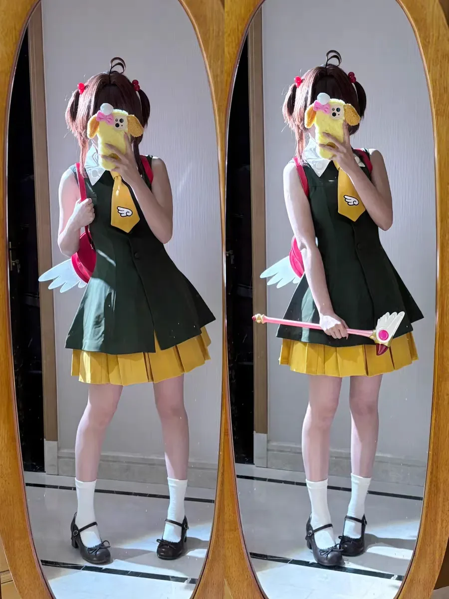 

KINOMOTO SAKURA Cosplay Costume Card Captor Lolita Kimono Uniform for Halloween Christmas Party Masquerade Anime Shows