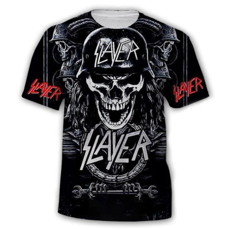 Hot Heavy Metal Rock Band Slayer 3D Printing Men's T-shirts Summer Hip Hop Trendy Cool Short Sleeve Tees Top Oversized Tshirt