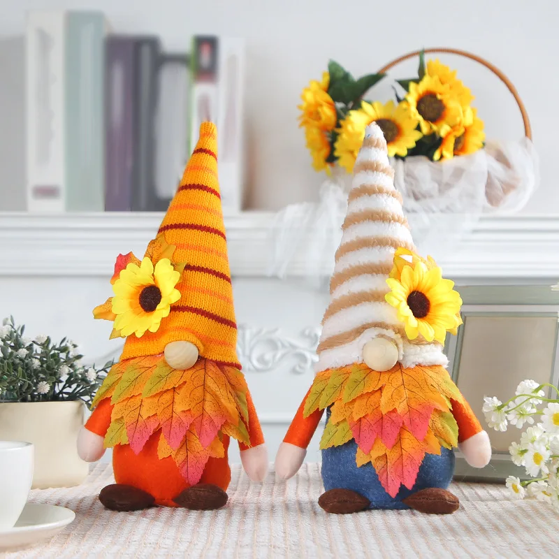 

Harvest Festival Maple Leaf Doll, Sunflower Rudolf, Faceless Doll Ornaments, Cute Plush Doll Decorations