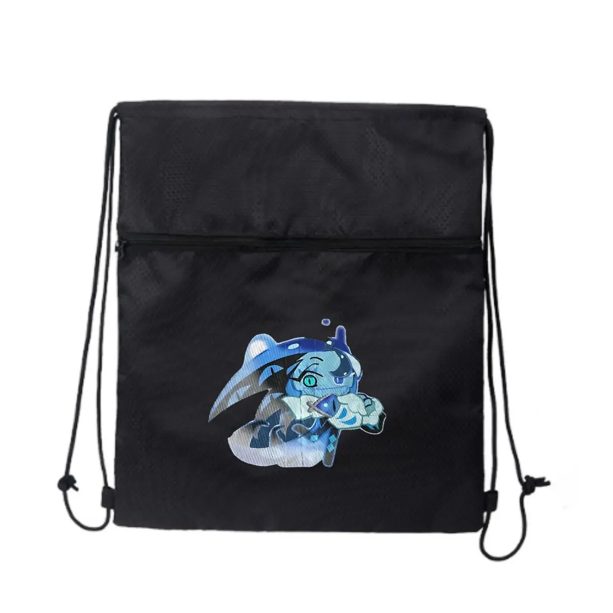 

Персонаж аниме, милый персонаж аниме - дизайн, черная сверхлегкая уличная сумка на молнии на шнурке, идеально подходящая для коротких походов