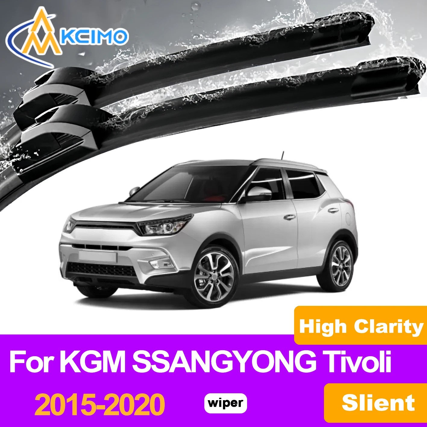 

KCIMO 2PCS Front Windshield Wiper Blades For KGM SSANGYONG Tivoli 2015-2020, Silent Durable Clean Easy Install High Performance