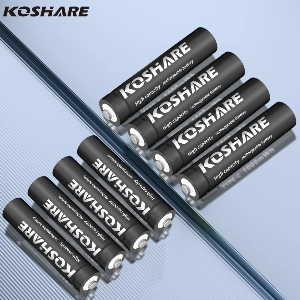 

KOSHARE USB-c 1.5v AAA 1000mWh rechargeable lithium battery C-type mouse, remote control toy and smart door lock