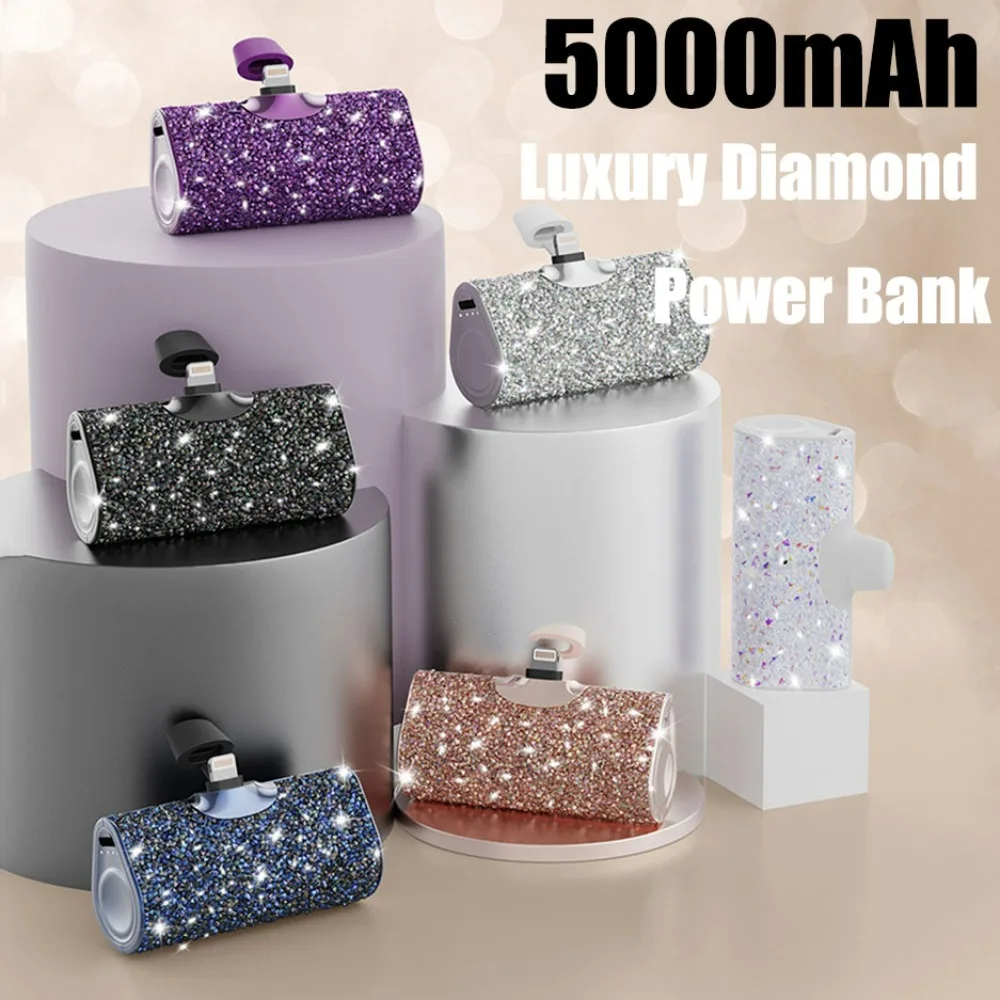 Mini Luxury Shiny Power Bank Portable Pocket Capsule Emergency Power Bank Phone Charger Mobile Power Supply Universal for Women