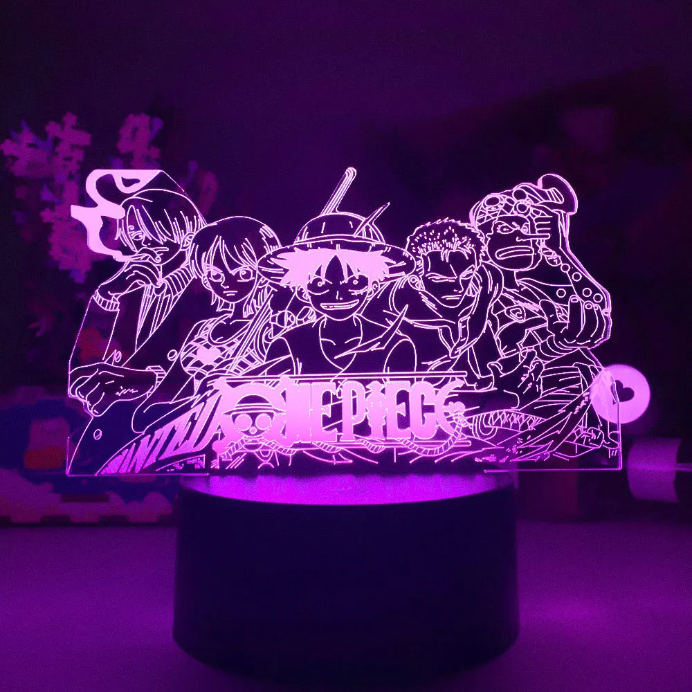 7 Colors Black Base 3D Night Lights Zoro Luffy Ace Anime Lava Lamp Toys Nightlights Kids Bedroom Table Lampe Home Manga Gifts