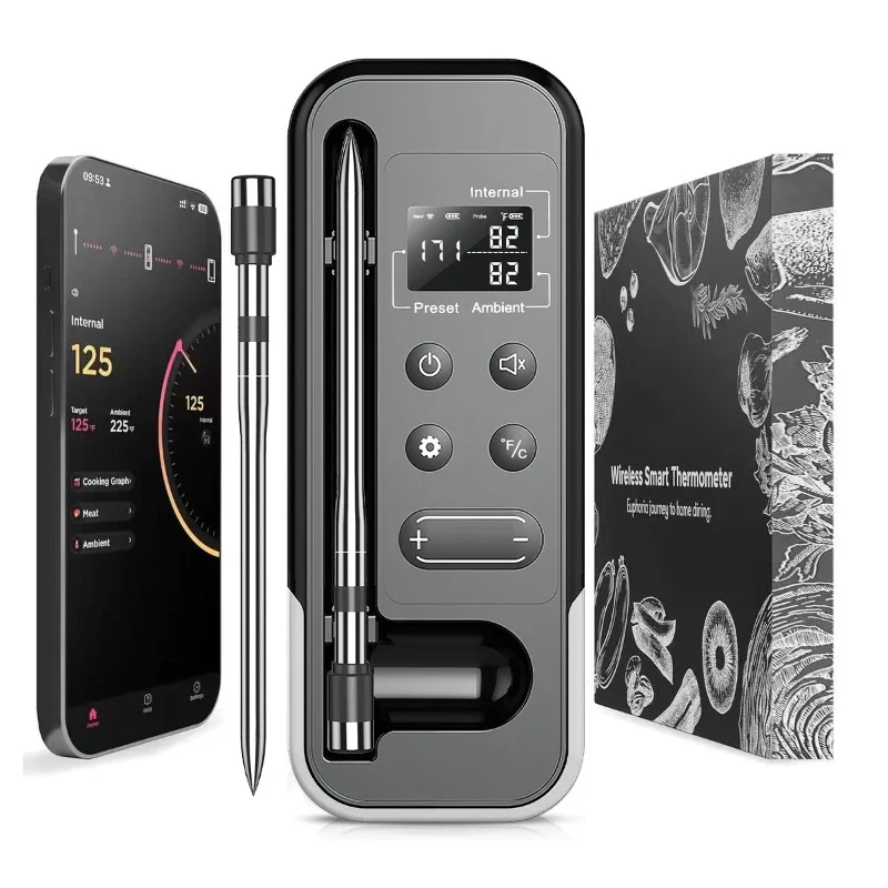 

WIFI Smart APP Bluetooth Barbecue Thermometer Wireless Barbecue Thermometer BBQ Kitchen Food Meat Thermometer