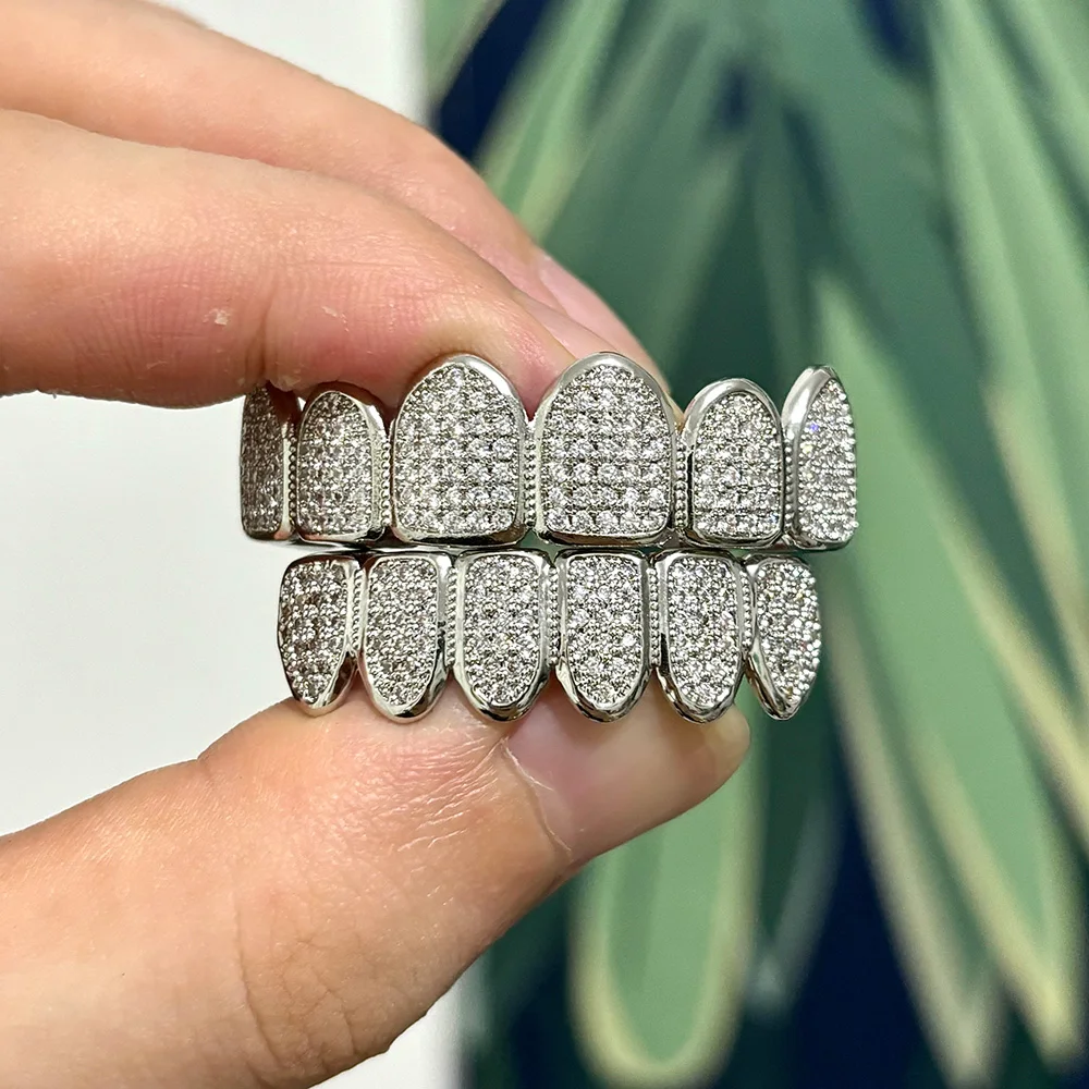 Iced Out CZ Stone Teeth Grillz, Unisex