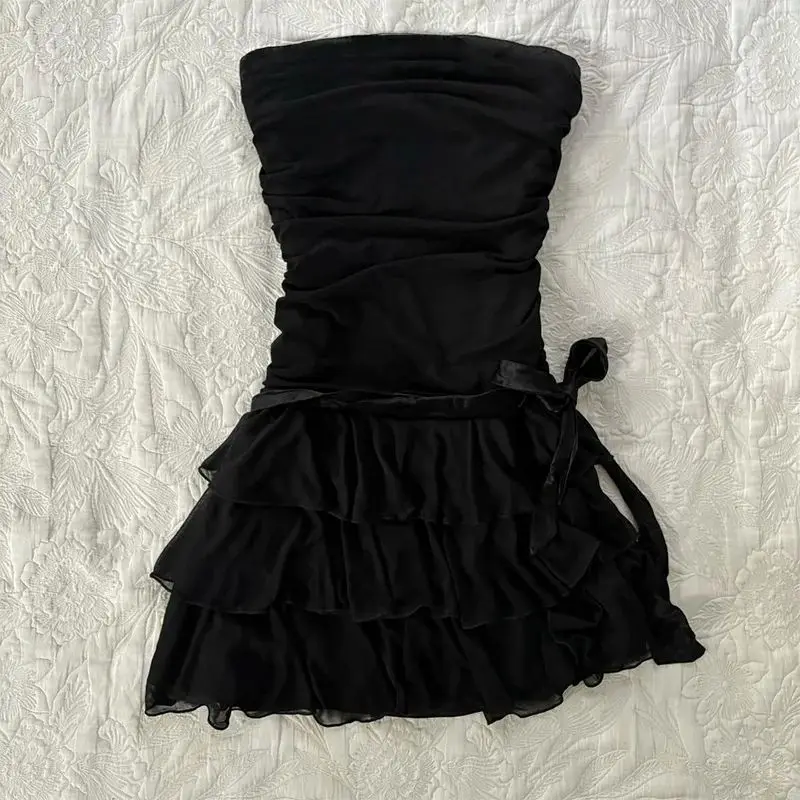 レディース ハイファッション ストリートウェア チューブトップドレス カジュアル キュート 新作 春 2025 その他素材 00% レディースドレス