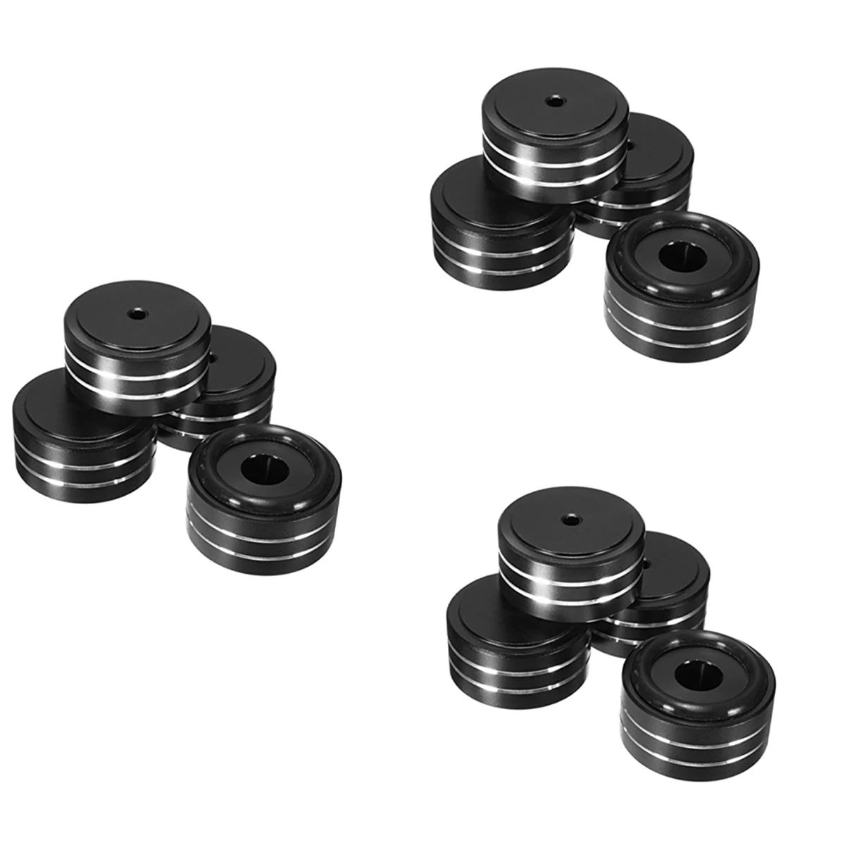FULL-12Pcs 40X20mm Aluminum HIFI AMP Speaker Isolation Stand Turntable DAC Feet Pad (Black)