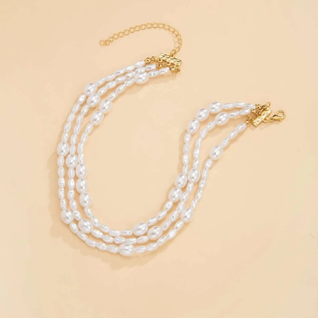 Gargantilla de cadena de perlas de imitación para mujer, Collar de cuentas de temperamento elegante, joyería para fiesta y boda, novedad de 2024