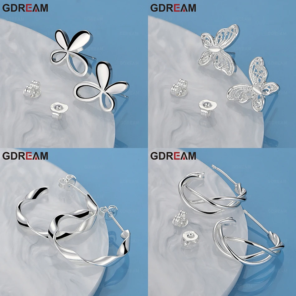 

GDREAM 925 Sterling Silver Butterfly Earrings Simple And Elegant Ladies Gift Jewelry