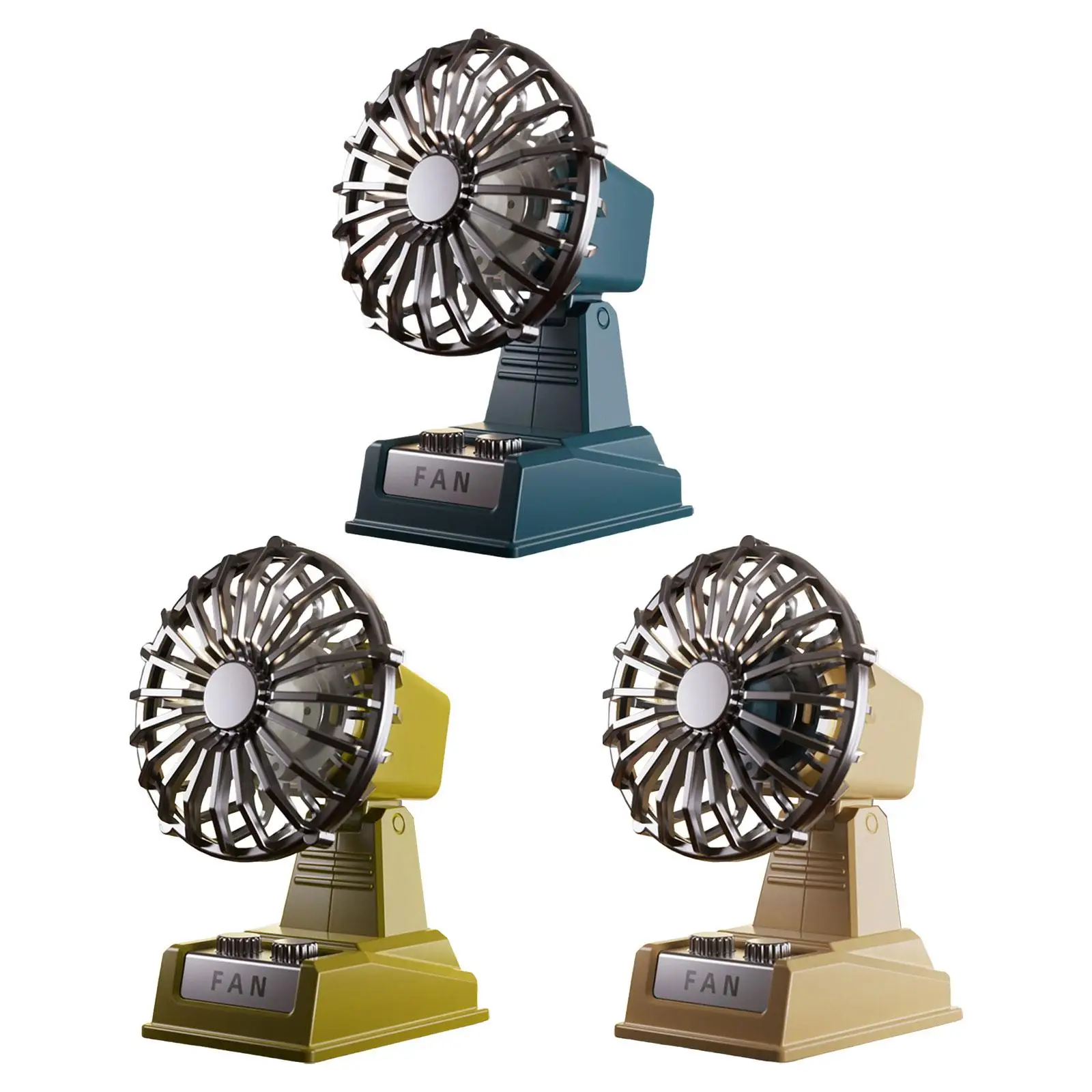 مروحة مكتب USB قابلة لإعادة الشحن، رأس هادئ قابل للتعديل، تصميم ريترو قوي، محمول شخصي للتبريد، مكتب غرفة النوم الصيفية