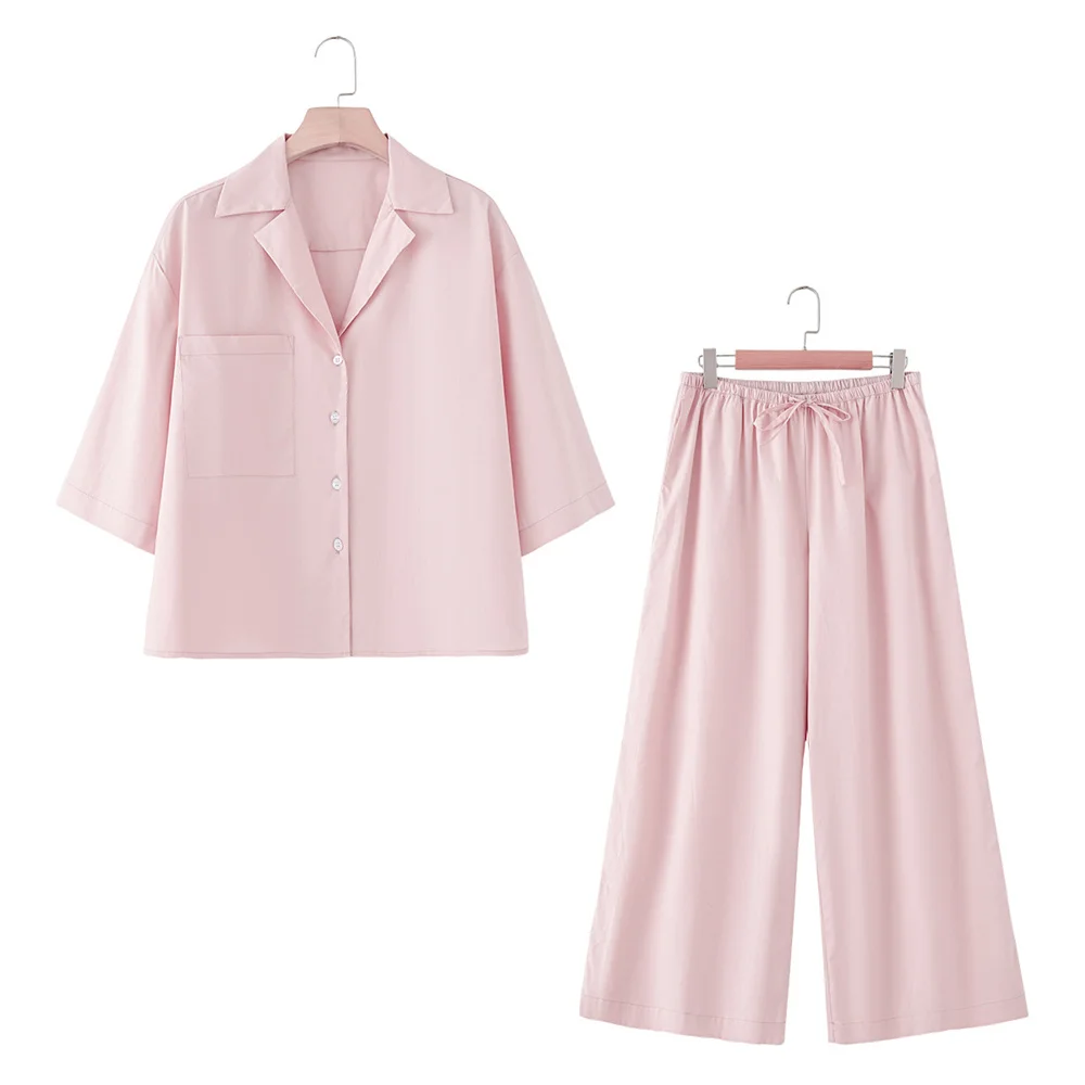 

BMURHMZA женская темпераментная однобортная короткая рубашка с короткими рукавами и лацканами, новые летние широкие повседневные брюки