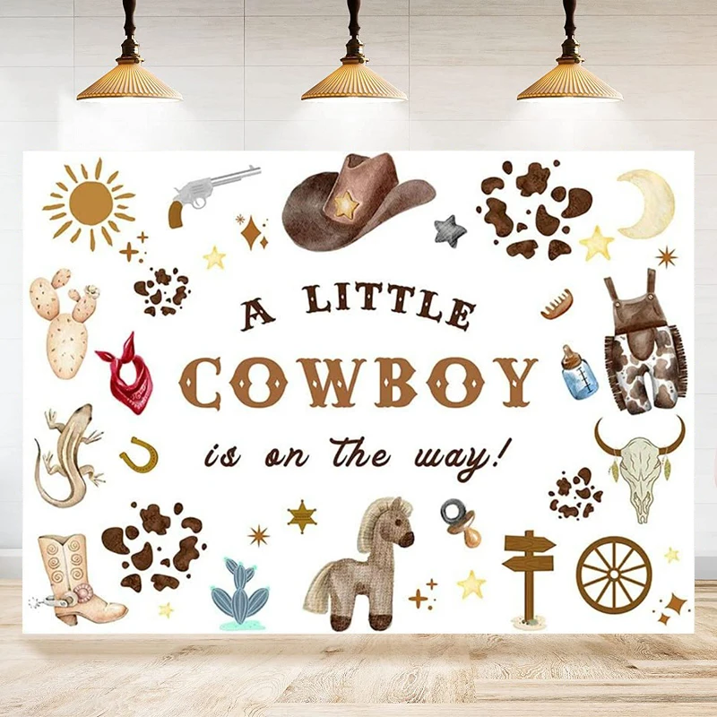 West Cowboy Photography Backdrop Pistol Cartoon Cowboy Party Cowboy Background Decoration Banner