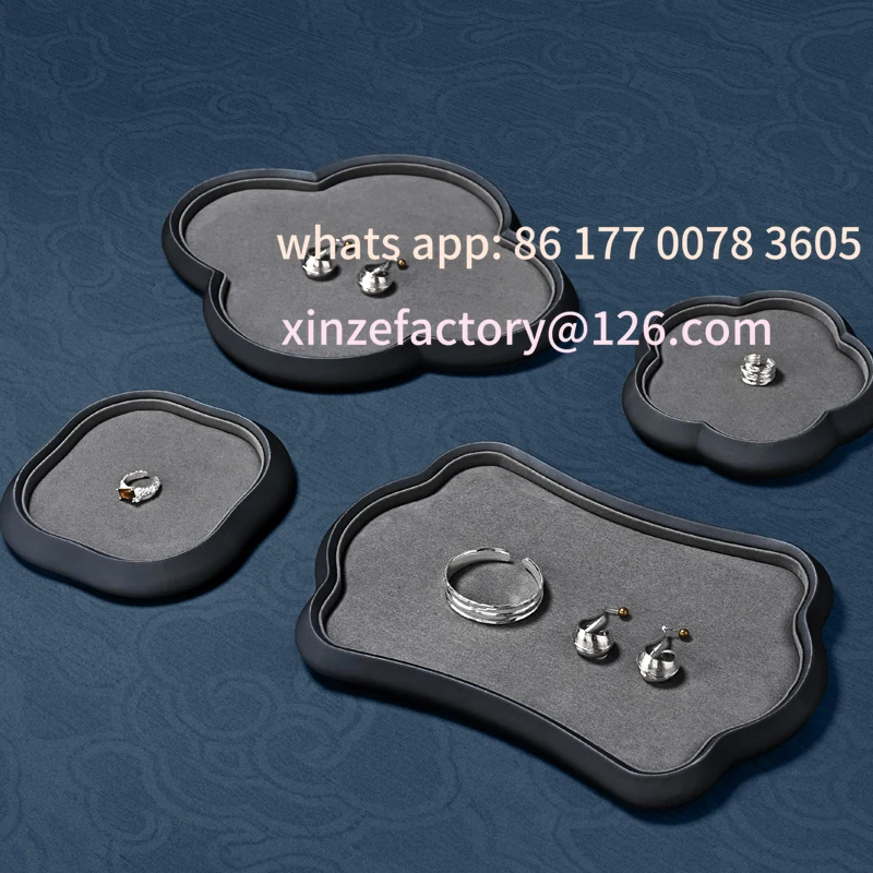 

Customizable WoodTen PU Leather Jewelry Tray Chinese Style Jewelry Display Plate Ring Earring Necklace Bracelet Jewelry Display