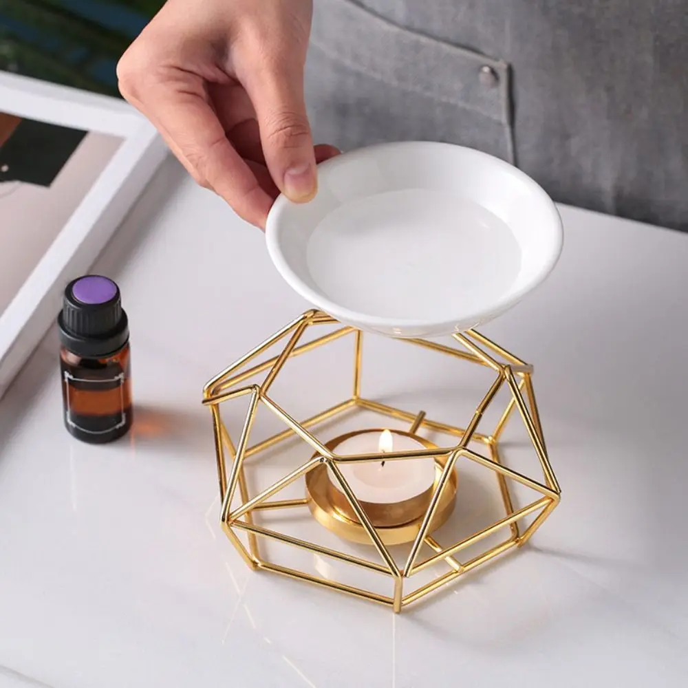 Difusor de Aroma, portavelas dorado con forma de rombo, estufa de aromaterapia creativa, purificador romántico de aire, quemador de incienso, mostrador de Bar