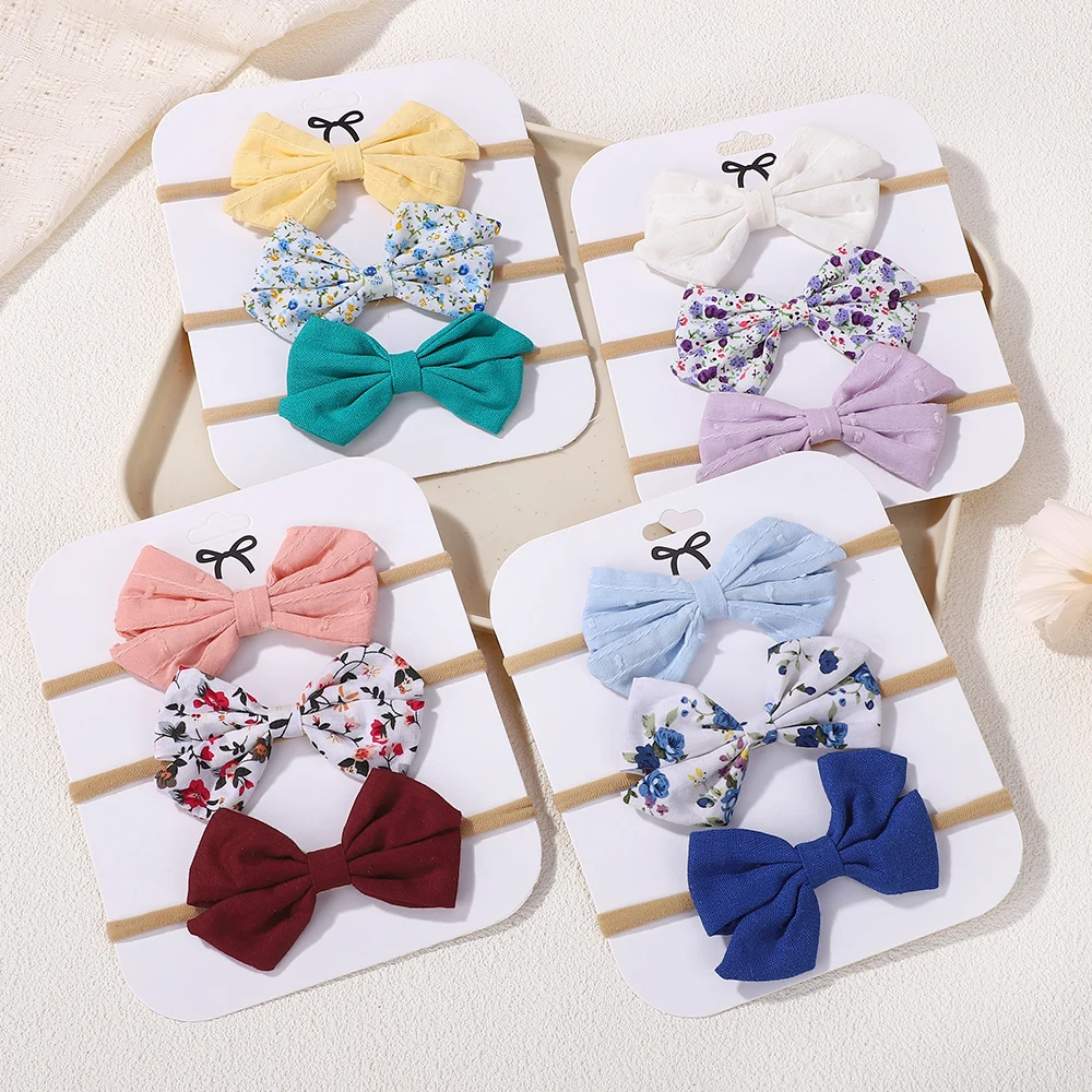 

3Pcs/set fashion fresh printing hair band headbands for baby elastic no harmful for hair infant lovely headscraf cute dress gift