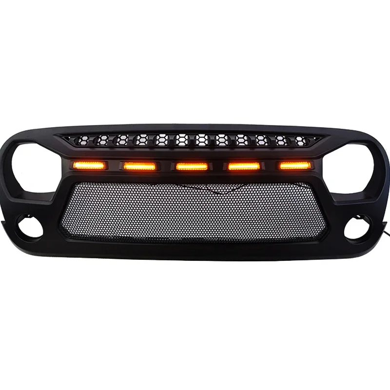 FRONT GRILLE WITH LED LIGHT FOR JEEP WRANGLER JK 2007 2008 2009 2010 2011 2012 2013 2014 2015 2016 2017 4X4 RACING GRILLS