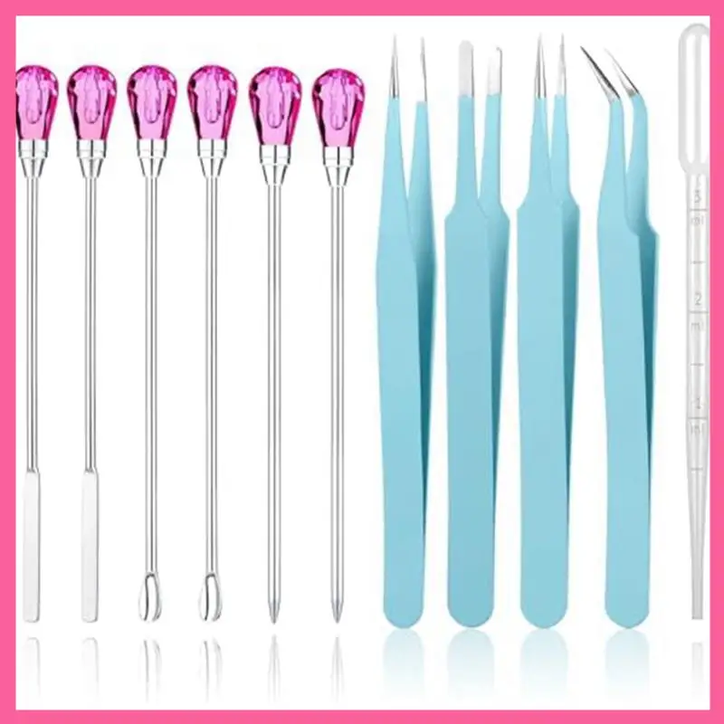 

ABNM 11 шт. набор инструментов для смолы, игла для перемешивания, ложка, инструмент, пинцет, прецизионный набор