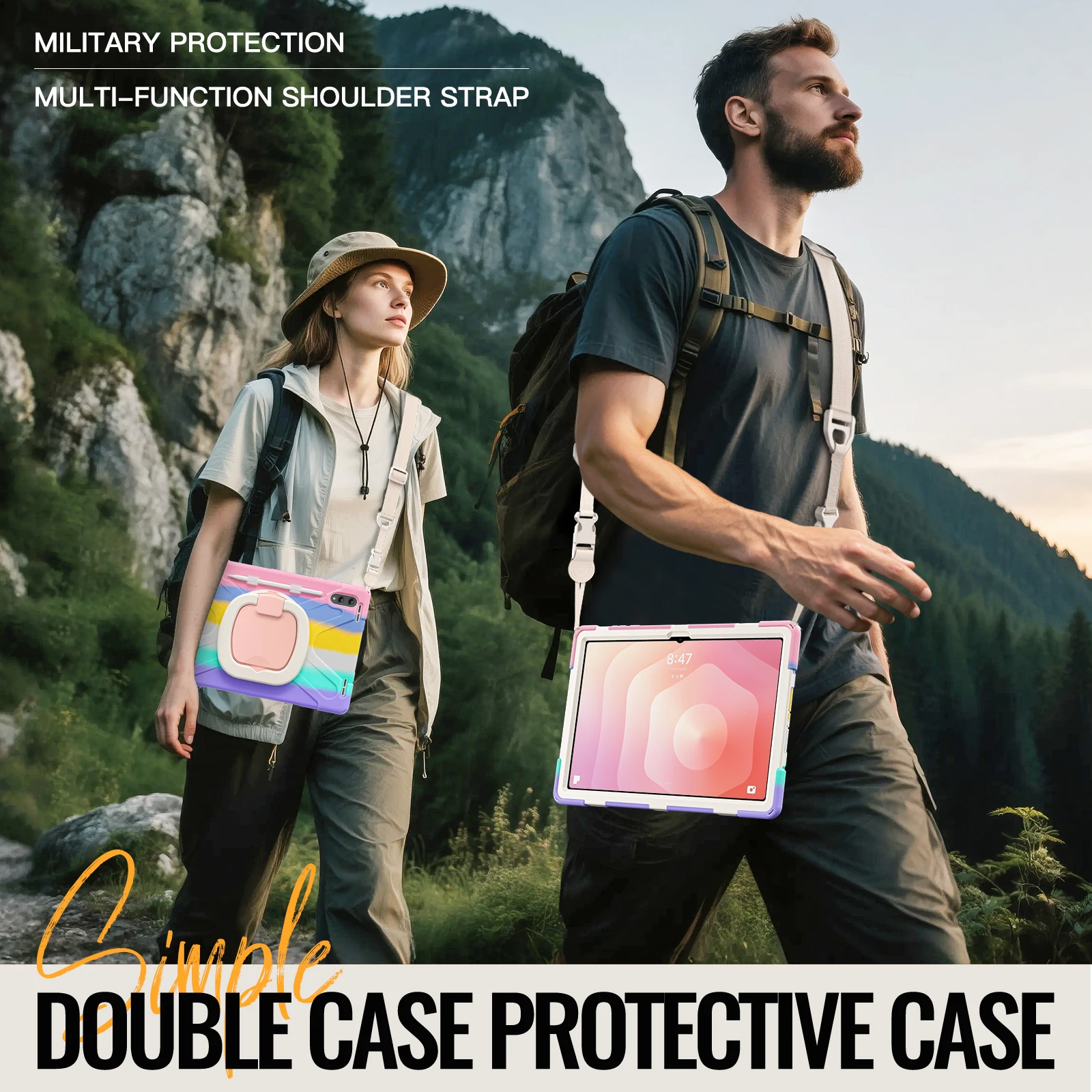 حافظة حماية شديدة التحمل لهاتف سامسونج جالاكسي تاب S11 Ultra SM-X930 SM-X936C 14.6 بوصة 2025 14.6 بوصة غطاء لوحي مع أشرطة